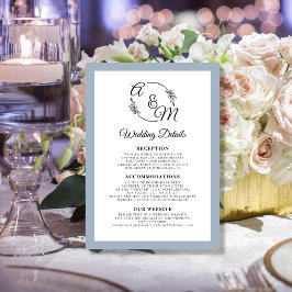 Convites Detalhes do Casamento Simples e Moderno com Azul