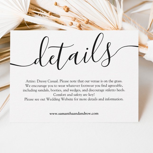 Convites Detalhes do casamento simples e preto moderno (Modern black white simple wedding details invitation)