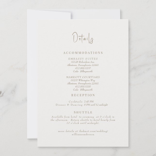 Convites Detalhes do Casamento Simplesmente Creme Envio Inc (Frente)