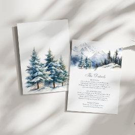 Convites Detalhes do Casamento Snowy Mountain & Pine Trees
