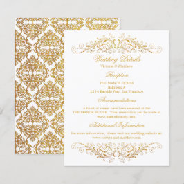 Convites Detalhes do Casamento tema damasco Flourado Faux G