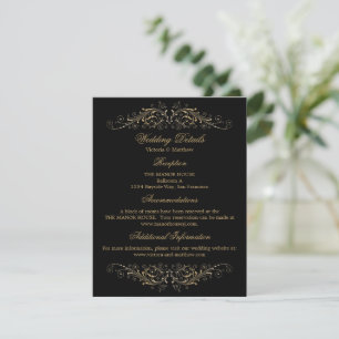 Convites Detalhes do Casamento tema damasco Flourish Dourad