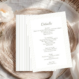 Convites Detalhes do Casamento Verde com Listras Minimalist