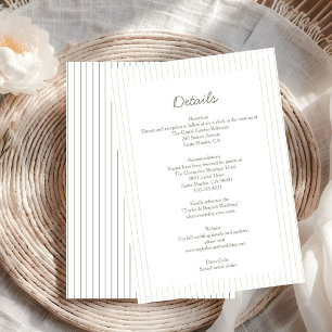 Convites Detalhes do Casamento Verde com Listras Minimalist