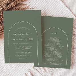 Convites Detalhes do Casamento Verde do Sábio Boho Simples