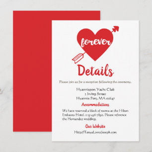 Convites Detalhes do Casamento Vermelho Coração Branco Mode