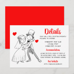 Convites Detalhes do Casamento Vermelho Desenho Animado Noi