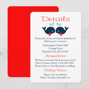 Convites Detalhes do Casamento Vermelho Náutico Baleia Azul