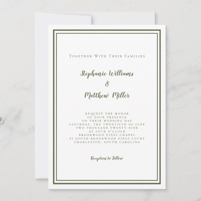 Convites Detalhes do Código QR de RSVP e Casamento Moderno  (Frente)