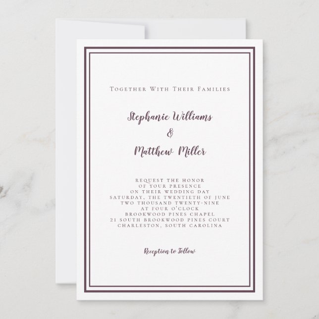 Convites Detalhes do Código QR de RSVP e Casamento Moderno  (Frente)