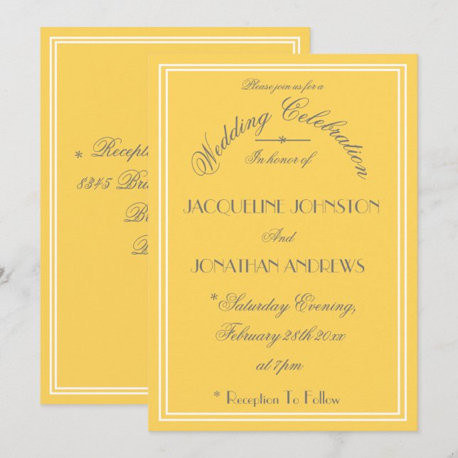 Convites Detalhes do Elegante Script Cinza para Casamento A (Frente/Verso)