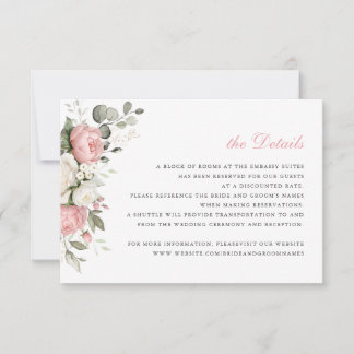 Convites Detalhes do Inserto de Casamento Rosa Floral Elega