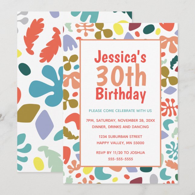 Convites Detalhes do nome personalizado do na moda aniversá (Frente/Verso)