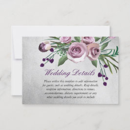 Convites Detalhes do Recepção de Bodas de Prata Purple Rose