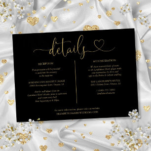 Convites Detalhes do Script Coração Preto e Dourado Informa