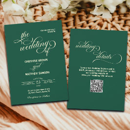 Convites Detalhes do Script Elegante Casamento de Teal de C