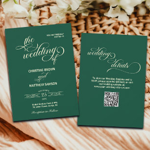 Convites Detalhes do Script Elegante Casamento de Teal de C