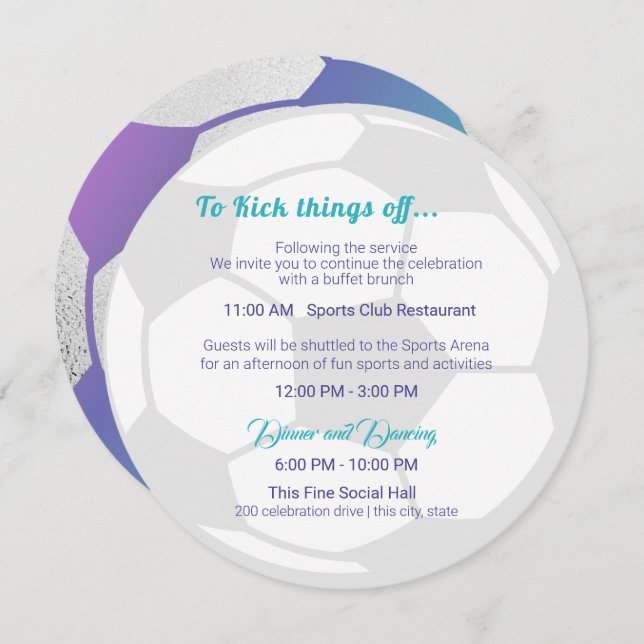 Convites Detalhes e Informações do Bar de Esporte Mitzvah (Frente/Verso)