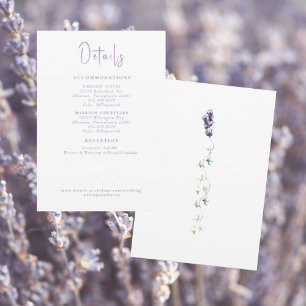 Convites Detalhes Florais de Lavanda Branco Casamento II En