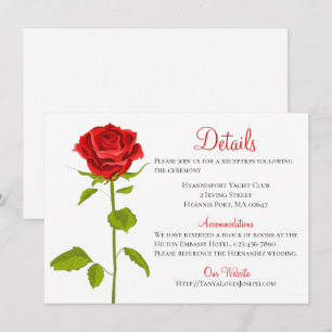 Convites Detalhes Florais Rosa Vermelha Direções Casamento