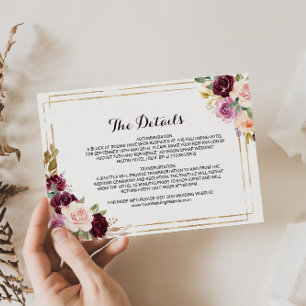 Convites Detalhes Geométricos do Casamento da Borgonha - C