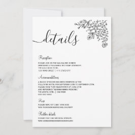 Convites Detalhes Mínimos da Nikah Floral Islâmica Preta e