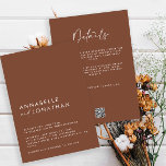 Convites Detalhes mínimos modernos sobre casamentos marrom<br><div class="desc">Casamento simples e elegante,  simples e elegante,  detalhes e convite para código QR. Uma coleção moderna.</div>