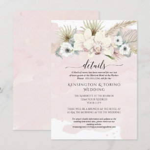 Convites Detalhes Moderno Simples Rosa Branco Floral Casame