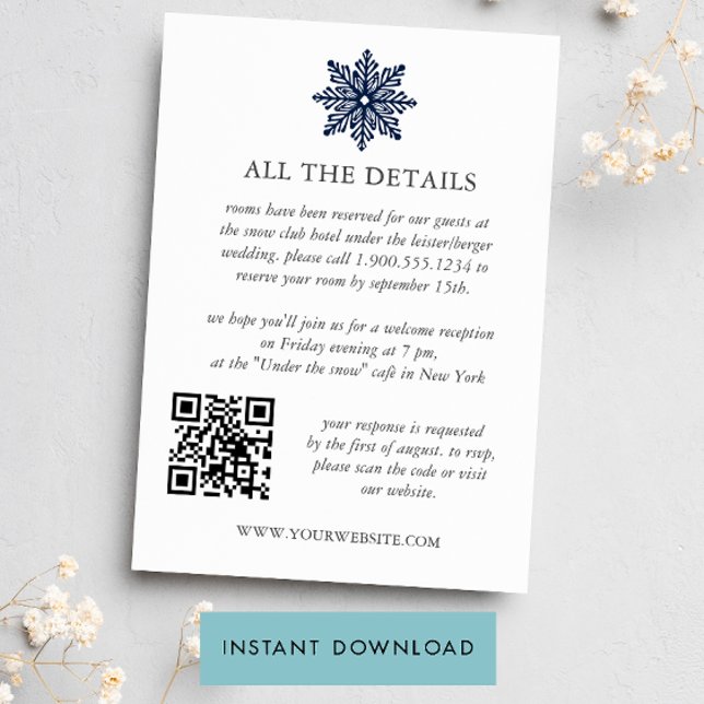 CONVITES DETALHES QR CASAMENTO DE INVERNO FLOCO DE NEVE MAR (Criador carregado)
