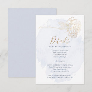Convites DETALHES  Rosa Dourado de cor azul-poeirenta