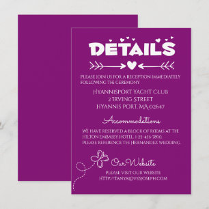 Convites Detalhes Roxos Casamento Corações & Borboletas