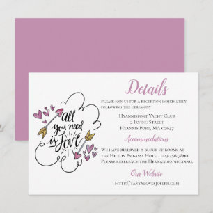 Convites Detalhes Roxos Direções Amor Coração Seta Casament