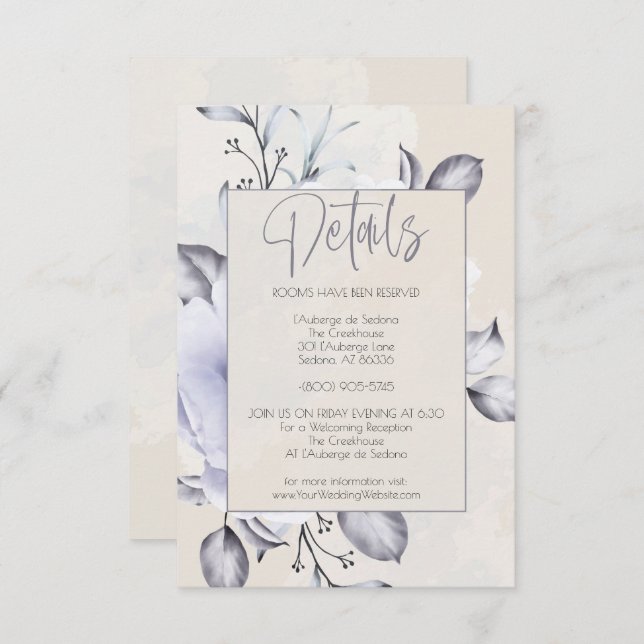 Convites Detalhes - Rustic Lilac e Alabaster Peony Floral (Frente/Verso)
