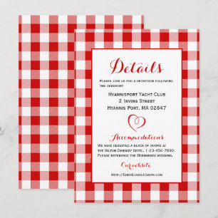 Convites Detalhes Rústicos Direções Xadrez Vermelho Branco