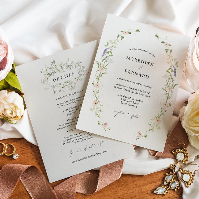 Convites Detalhes Simples de Casamento com Flores Silvestre (Criador carregado)
