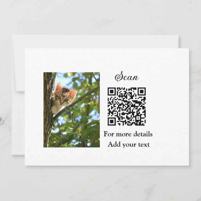 Convites Detalhes simples do nome do animal QR código adici (Frente)