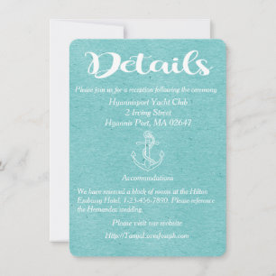 Convites Detalhes Turquesa Azul Âncora Casamento Náutico
