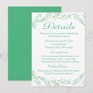 Convites Detalhes Verdes Folhas de Louro Casamento Aquarela