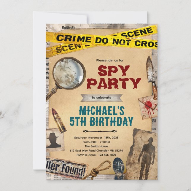 Convites Detective Mystery Birthday Invitation (Frente)