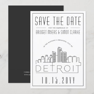 Convites Detroit que Wedding economias estilizados da