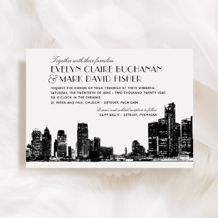Convites Detroit Skyline Art Deco Wedding