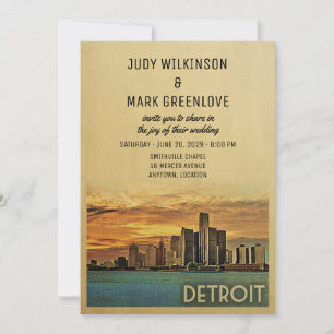 Convites Detroit Wedding Invitation Michigan