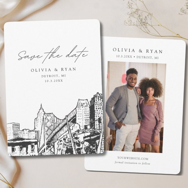 Convites Detroit Wedding Save the Date Centro Wedding (Detroit Save the Date)