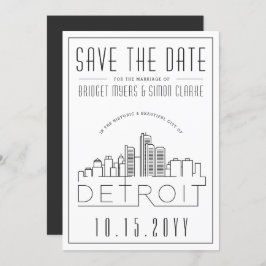 Convites Detroit Wedding | Skyline Estilizado Salvar a Data