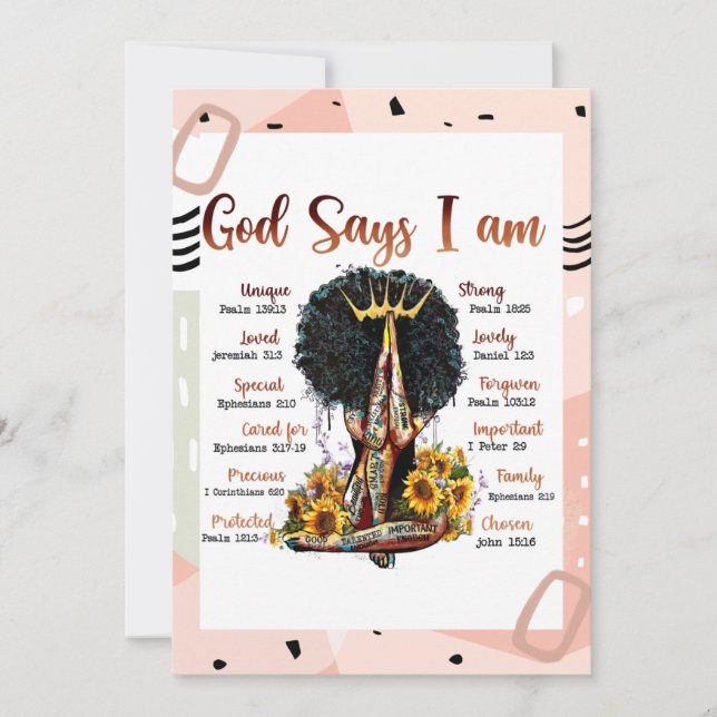 Convites Deus diz que eu sou cristã negra Melanin Sista (Frente)