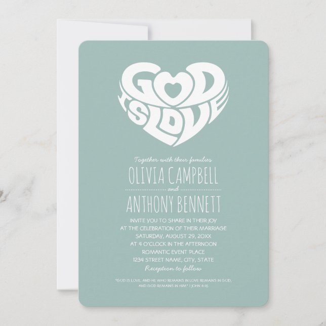 Convites Deus é Bíblia Verso Casamento Cristão (Frente)
