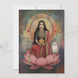 Convites Deusa Hindu Lakshmi Retrato em Mosaico Art Nouveau