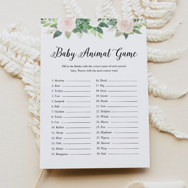 Convites DEVON Baby Animal Greenery Jogo do Chá de fraldas (Criador carregado)