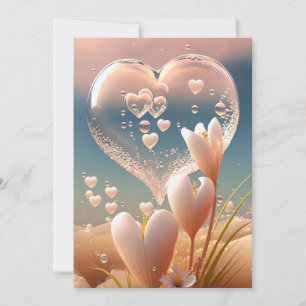 Convites Dew of Love: Crystal Heart Floral Wedding Invitati