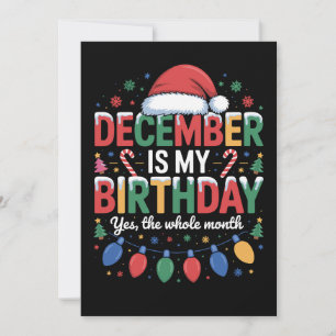 Convites Dezembro é meu aniversário Natal Chapéu de Papai N
